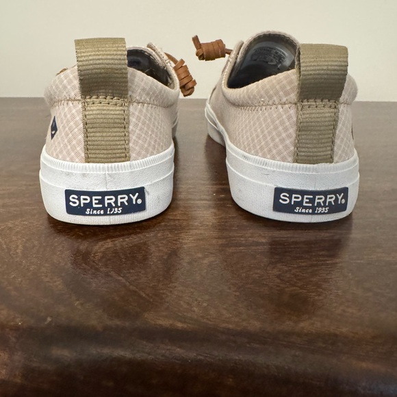 Sperry Sneakers Beige Checkered Pattern with Leather Laces - Picture 5 of 7